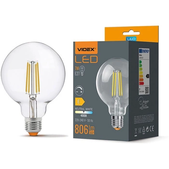 Żarówka LED E27 G95 Kula 7W = 60W 806lm 4000K Neutralna 360° FILAMENT Ściemnialna Videx