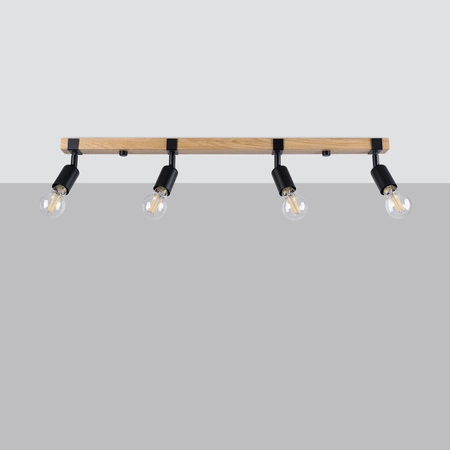 Lampa Sufitowa Oprawa Natynkowa SPOT TUBA Reflektor 4x E27 Punktowa Ruchoma Nieregularna Czarna Brązowa Nowoczesna Zuca Sollux