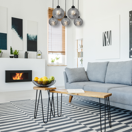 Lampa wisząca SOFIA 5xE27 MLP6591 Przydymiony Klosz Kula Milagro Metal + Szkło