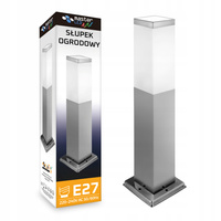 Lampa Ogrodowa oprawa KWADRATOWA SŁUPEK 1x E27 45cm srebrna IP44