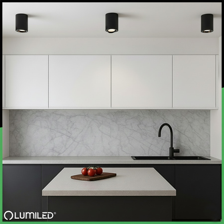 Oprawa Natynkowa HALOGENOWA Spot Tuba Ruchoma LUNDO GU10 LUMILED Okrągła Czarna 80mm