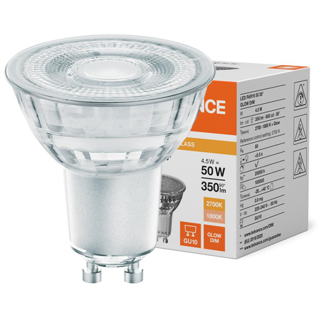 Żarówka LED Reflektor GU10 PAR16 4.5W = 50W 350lm 1800-2700K Ciepła 36° Ściemnialna Ledvance