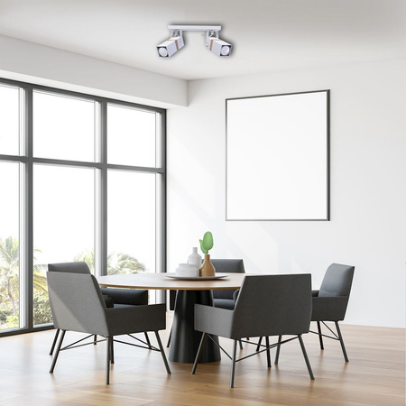 Lampa sufitowa w stylu skandynawskim loft biała MiLAGRO VIDAR 2x GU10 Metal + drewno