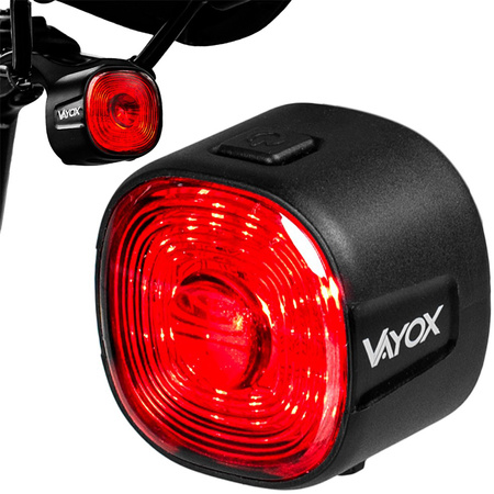 Lampka Latarka Rowerowa Tylna Czerwona SMART USB-C 6 Trybów IP66 MOCNA VAYOX