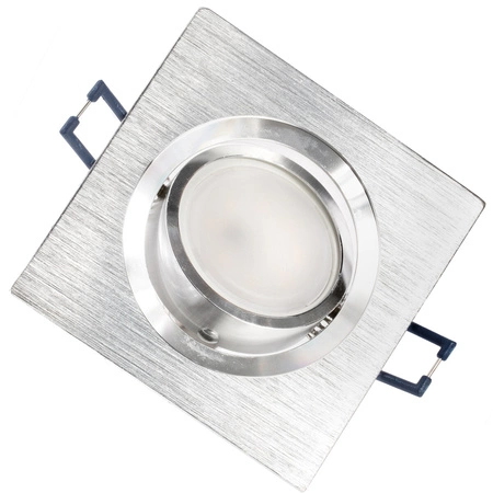 Oprawa HALOGENOWA Podtynkowa Ruchoma Kwadratowa Srebrna Szczotkowana GU10