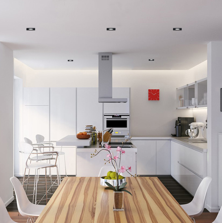 Oprawa HALOGENOWA Podtynkowa Ruchoma GU10 MR16 Kwadrat Czarna CASSIO LUMILED + Żarówka LED GU10 6W = 50W 580lm Ciepła