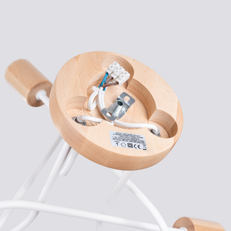 Lampa Sufitowa Oprawa Natynkowa Wisząca Zwis 3x E27 Żyrandol Nieregularna Naturalne Drewno Minimalistyczna Ember Sollux