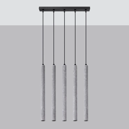 Lampa Sufitowa Wisząca Zwis 5x G9 Żyrandol Tubularna Szara Nowoczesna Pastelo Sollux