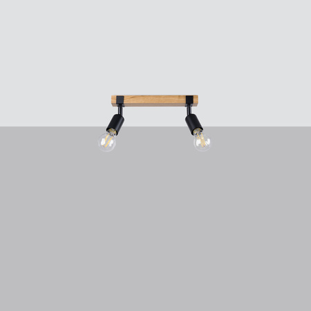 Lampa Sufitowa Oprawa Natynkowa SPOT TUBA Reflektor 2x E27 Punktowa Ruchoma Nieregularna Czarna Brązowa Nowoczesna Zuca Sollux