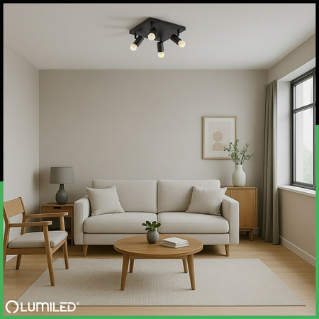 Lampa Sufitowa Plafon SPOT TUBA Reflektor Oprawa Halogenowa 4x E27 GLASA LUMILED