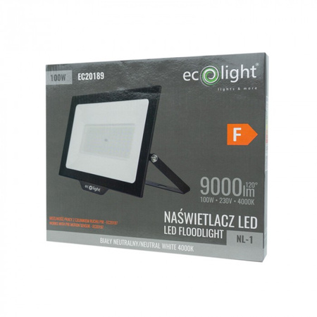 Naświetlacz LED Lampa Reflektor 100W 9000lm 4000K Neutralna IP65 NL-1 Ecolight