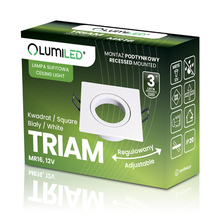 Oprawa Halogenowa Podtynkowa Lampa Sufitowa Kwadrat Ruchoma GU10 MR16 Biała TRIAM LUMILED