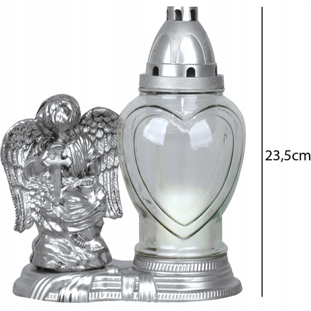 4x Znicz Szklany na Wkład Anioł 28h Całoroczny 23,5cm