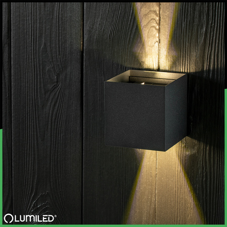 Kinkiet Ogrodowy Elewacyjny LED 2x3W 4000K Regulowany Góra Dół Czarny PICEA LUMILED