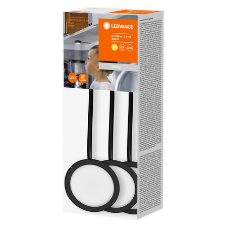 3x Lampka LED 3W 3000K Oprawa Oświetleniowa Podszafkowa Czarna LEDVANCE