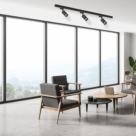 Zestaw Szyna Oświetleniona Szynoprzewód 3xPipe Ring GU10 + Prowadnica 1,5m Czarny Milagro