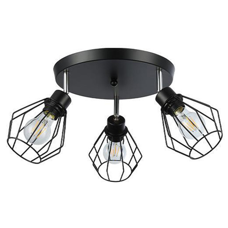 Lampa Sufitowa Spot Tuba Reflektor Oprawa Halogenowa 3x E27 Ruchomy Czarny Otto Masterled