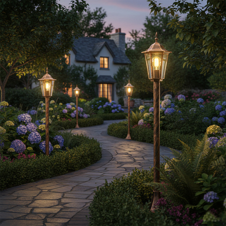 Lampa Ogrodowa Zewnętrzny E27 Niski SŁUPEK LATARNIA 110cm Patyna BELLIS LUMILED