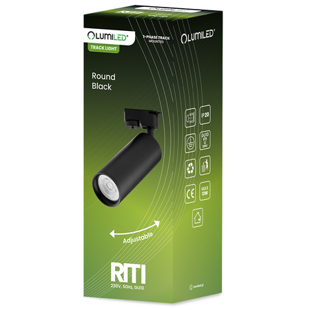 Zestaw Szyna Oświetleniowa Szynoprzewód 2 m + 6x Reflektor Szynowy RITI GU10 Czarny LUMILED