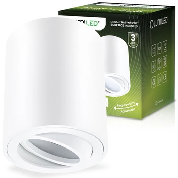 Oprawa Natynkowa HALOGENOWA Spot Tuba Ruchoma GU10 Okrągła Biała 84mm AMAT-M LUMILED