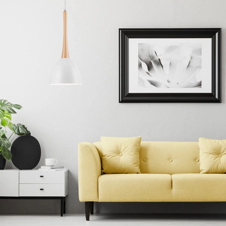 Lampa Wisząca Sufitowa VANESSA E27 Biała Drewniana LM-1.1/77 Lamkur