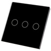 Włącznik szklany DOTYKOWY LED czarny potrójny