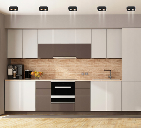 Oprawa Natynkowa HALOGENOWA Ruchoma 2x GU10 Prostokątna Czarna 85mm NEMO