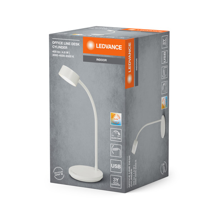 Lampa Stołowa Biurkowa LED 4.8W 328lm CCT Ściemnialna Biały Office Line Ledvance