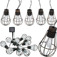 Girlanda Solarna LED Łańcuch Ogrodowy Loft Ozdobny 3.8m 10x Wiszące Żarówki