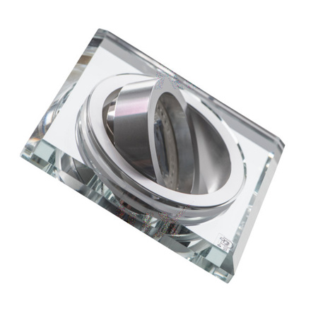 Oprawa sufitowa kwadratowa halogenowa szklana Ruchoma MORTA MR16 GU10 srebrna Kanlux
