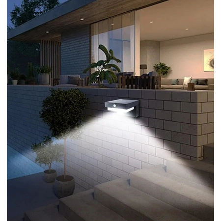 Kinkiet Zewnętrzny Solarny LED 4000K Neutralna Lampa Elewacyjna Ogrodowa z Czujnikiem Ruchu USB-C