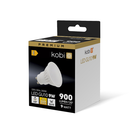 Żarówka LED GU10 Reflektor 9W 900lm 3000K Ciepła 120° Premium Kobi