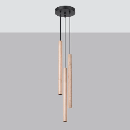 Lampa Sufitowa Wisząca Zwis 3x G9 Żyrandol Tubularna drewno Nowoczesna Pastelo Sollux