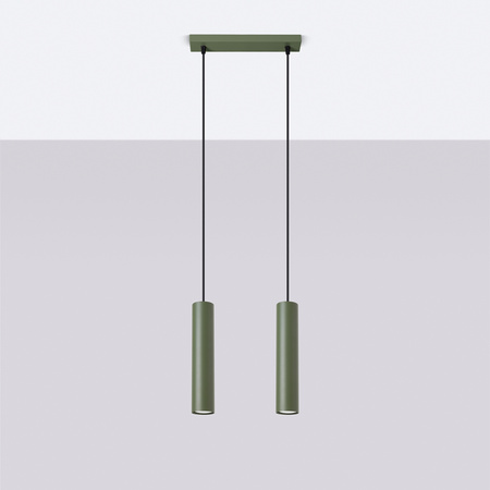 Lampa Wisząca Sufitowa Zwis Tuba Spot 2x GU10 Oliwkowa Lagos Ocean Green SL.1485 Sollux