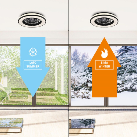 Plafon LED Oprawa Sufitowa Z Wentylatorem 48W 5300lm CCT 120° Biała Czarna Ściemnialna Kenya Sanico Goldlux