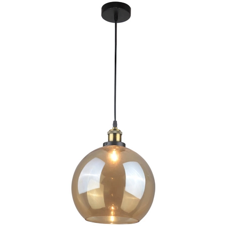 Lampa wisząca sufitowa IRWIN KULA z bursztynowym kloszem 1x E27 GOLDLUX (Polux)
