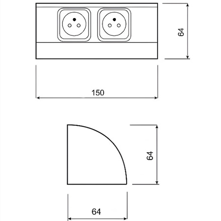 Gniazdo Podwójne Meblowe Elektryczne Narożne Natynkowe Listwa Podszafkowe ORNO