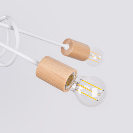 Lampa Sufitowa Żyrandol Pająk Wisząca 5x E27 Naturalne Drewno Biała Ember Peach Puff SL.1475 Sollux