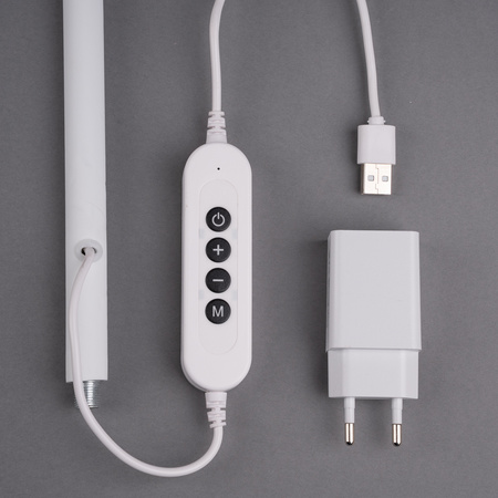 Lampa Stojąca Podłogowa Stołowa LED 14W CCT Ściemnialna z Regulacją Wysokości LONGA 2 Biała LUMILED