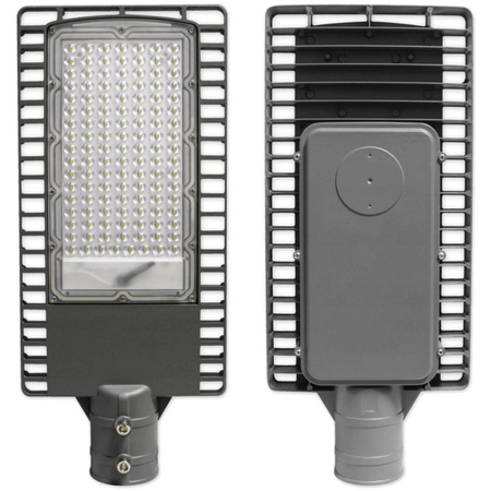 Lampa Uliczna SOLARNA oprawa LED Szara 120W 6000K Zimna 9500lm IP65 CZUJNIK ZMIERZCHU z PILOTEM + UCHWYT