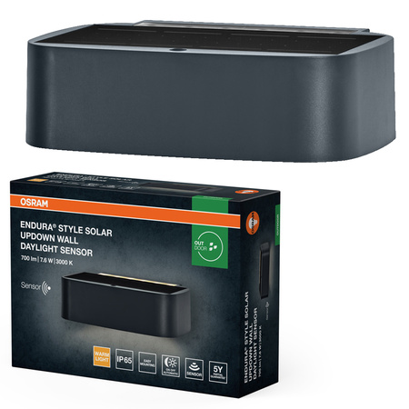 Kinkiet Ogrodowy Lampa Elewacyjna Zewnętrzna LED z Czujnikiem Zmierzchu 7.6W 520lm 3000K Ciepła Ściemnialna Szary IP65 Endura Osram