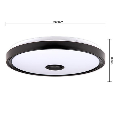 Plafon LED Lampa Sufitowa Natynkowa 72W 5400lm 3000-6500K CCT RGB 160° Ściemnialna Pilot Okrągły Czarny Cosmo Masterled
