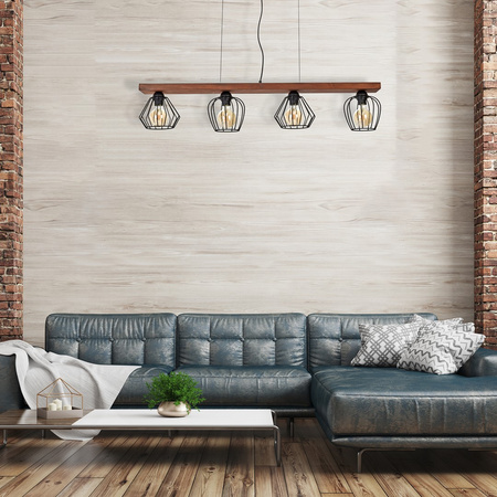 Lampa wisząca OZZY 4xE27 Różne Geometryczne Kształty Loft MLP6253 Milagro Metal + Drewno