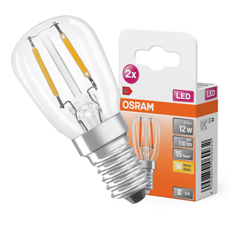 2x Żarówka LED T26 Tubularna E14 1.3W = 10W 110lm 2700K Ciepła 300° SPECIAL Osram