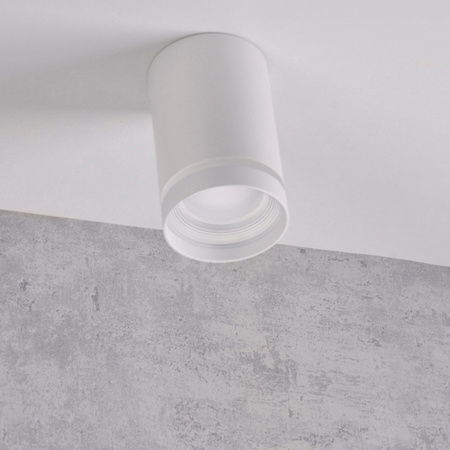 Oprawa Sufitowa Natynkowa FABRI GU10 Tuba Spot Okrągła Ruchoma Biała Szklany Ring GOLDLUX