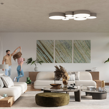 Lampa Sufitowa Wisząca Plafon 3x E27 Okrągła Szara Minimalistyczna Arena Sollux