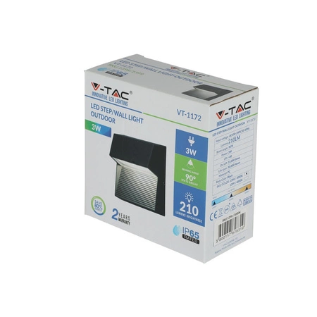 Oprawa Schodowa LED 3W 3000K Kwadratowa Czarna Steplight VT-1172 V-TAC