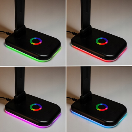 Lampka Biurkowa Stołowa Regulowana Nocna ALMA LED 12W 960lm CCT + RGB Ściemnialna Czarna MasterLED