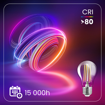6x Żarówka LED E27 A60 4W = 40W 470lm 4000K Neutralna 360° FILAMENT LUMILED