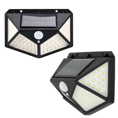 Lampa Solarna Ogrodowa Kinkiet Elewacyjny Zewnętrzny 6500K Zimna z Czujnikiem Ruchu i Zmierzchu IP44 Czarna Lumina Kobi